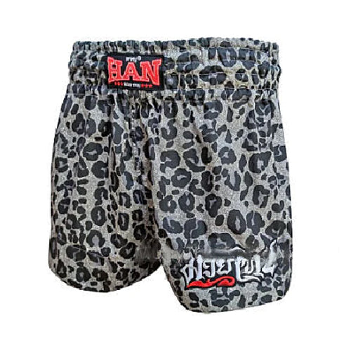 Han Muay Thai Muay Thai Shorts Han Muay Thai Shorts Black Grey Leopard