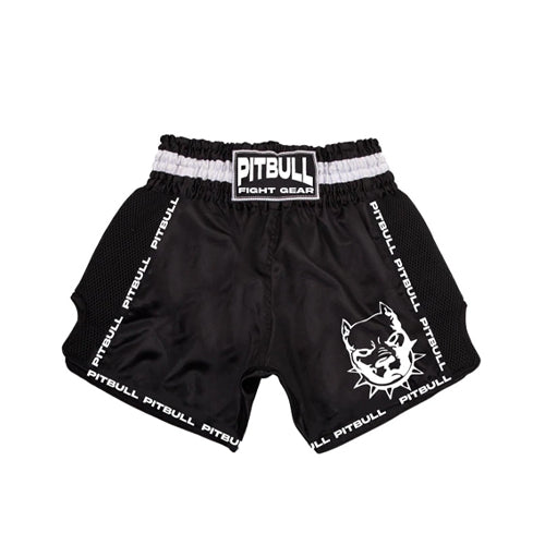 Pitbull Muay Thai Shorts Pitbull Retro Muay Thai Shorts - Black/White