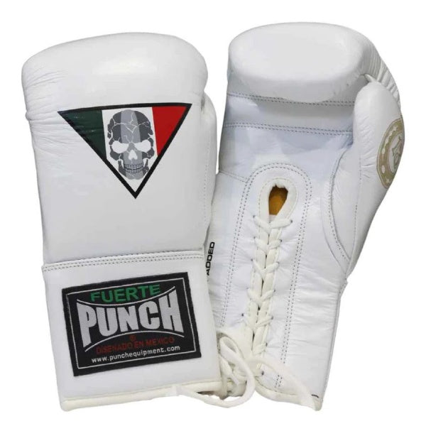 Punch Boxing Gloves Lace Up Punch Mexican Lucky 13 Boxing Gloves Lace Up White