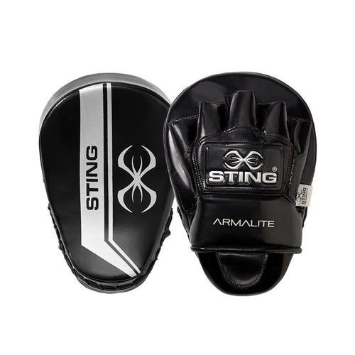 STING FOCUS MITTS Black/Silver Sting Armalite Boxing Focus Mitts