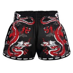 Tuff Muay Thai Shorts TUFF Chinese Dragon Retro Muay Thai Shorts Black