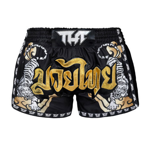 Tuff Muay Thai Shorts TUFF Double Tiger Retro Muay Thai Shorts - Black