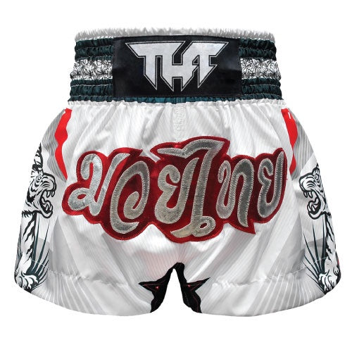 Tuff Muay Thai Shorts TUFF Double Tiger Thai Boxing Shorts White