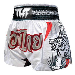 Tuff Muay Thai Shorts TUFF Double Tiger Thai Boxing Shorts White