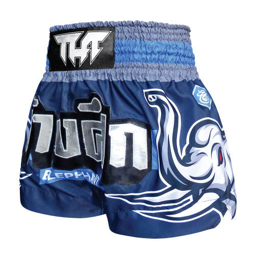 Tuff Muay Thai Shorts TUFF Muay Thai Boxing Shorts Blue War Elephant