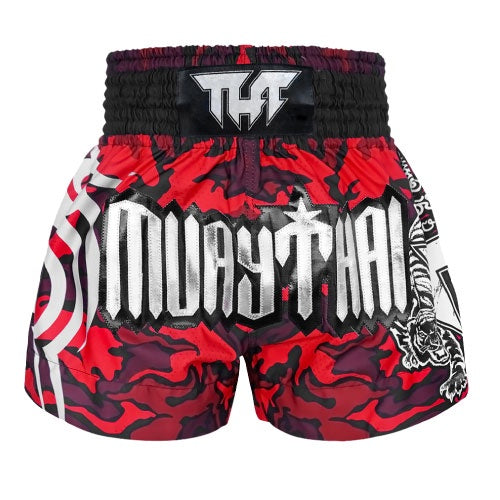 Tuff Muay Thai Shorts TUFF Red Camouflage Thai Boxing Shorts