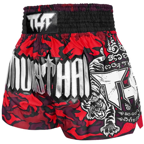 Tuff Muay Thai Shorts TUFF Red Camouflage Thai Boxing Shorts