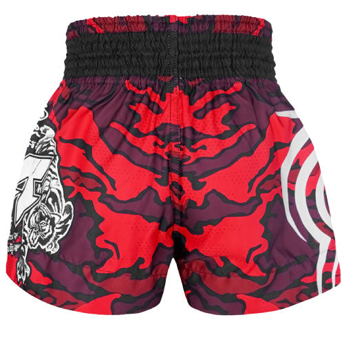 Tuff Muay Thai Shorts TUFF Red Camouflage Thai Boxing Shorts