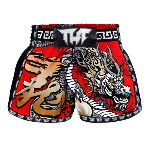 TUFF Red Chinese Dragon Retro Muay Thai Shorts