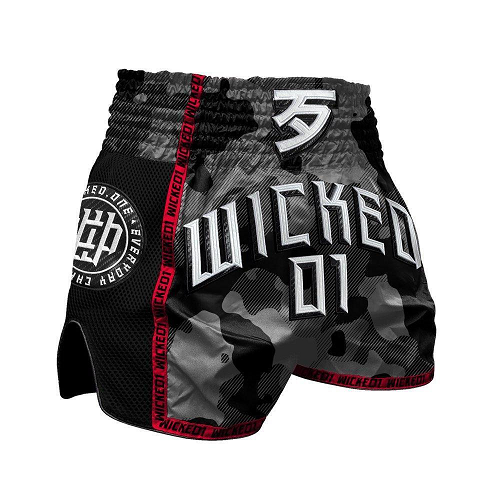 Wicked One Overcome Muay Thai Shorts Black Camo