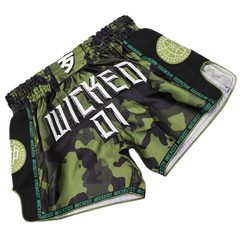 Wicked One Muay Thai Muay Thai Shorts Wicked One Overcome Muay Thai Shorts Green Camo