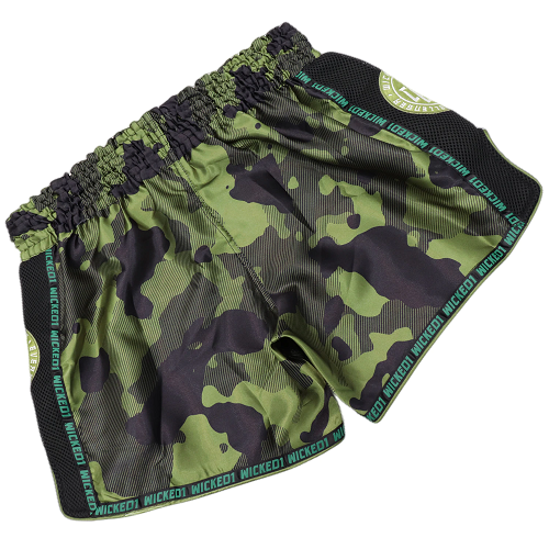 Wicked One Muay Thai Muay Thai Shorts Wicked One Overcome Muay Thai Shorts Green Camo