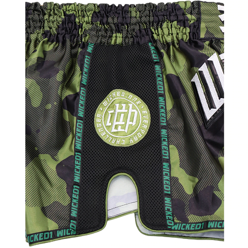 Wicked One Muay Thai Muay Thai Shorts Wicked One Overcome Muay Thai Shorts Green Camo