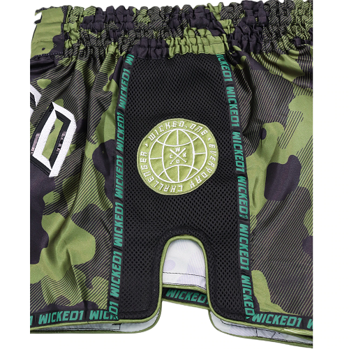 Wicked One Muay Thai Muay Thai Shorts Wicked One Overcome Muay Thai Shorts Green Camo