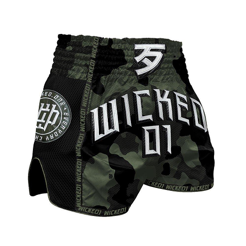 Wicked One Overcome Muay Thai Shorts Green Camo